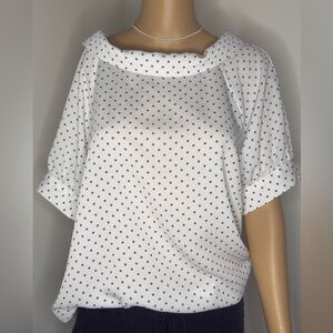 Ann Taylor Factory White and Black Polka Dot Blouse